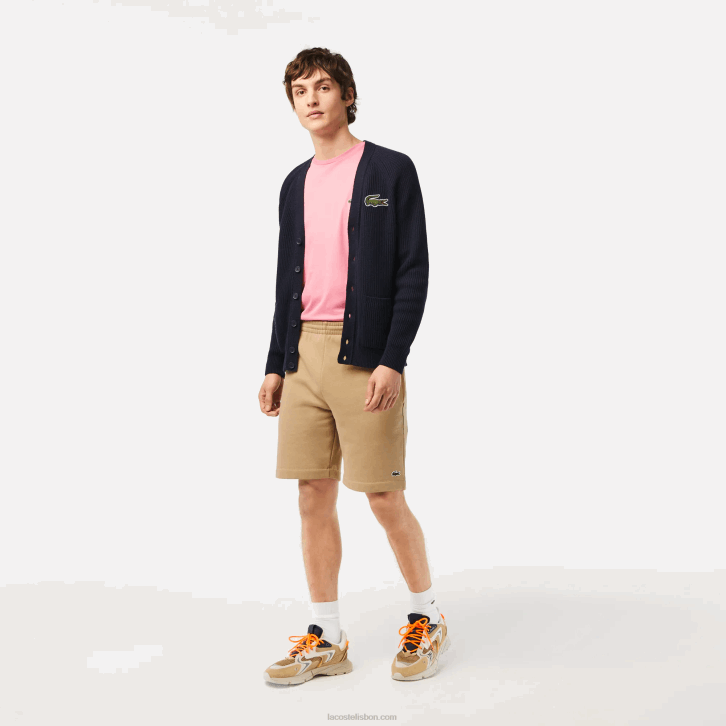 homens Lacoste bege cb8 shorts de lã de algodão escovado orgânico 08D0414