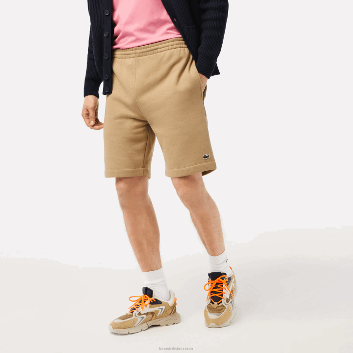 homens Lacoste bege cb8 shorts de lã de algodão escovado orgânico 08D0414