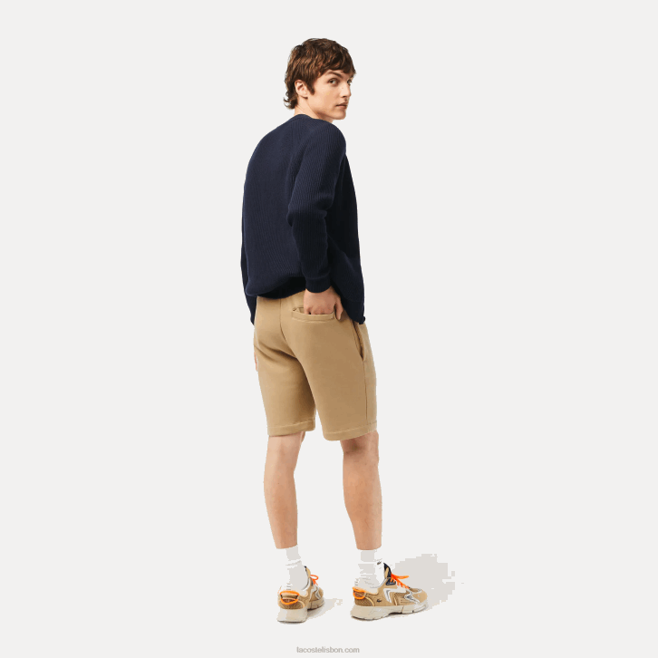 homens Lacoste bege cb8 shorts de lã de algodão escovado orgânico 08D0414