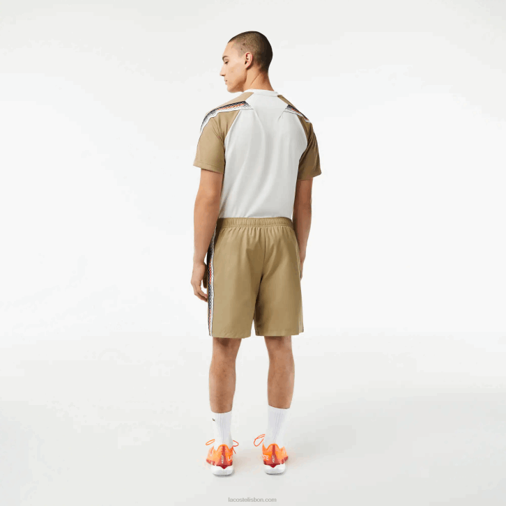 homens Lacoste bege cb8 shorts de tênis de poliéster reciclado 08D016