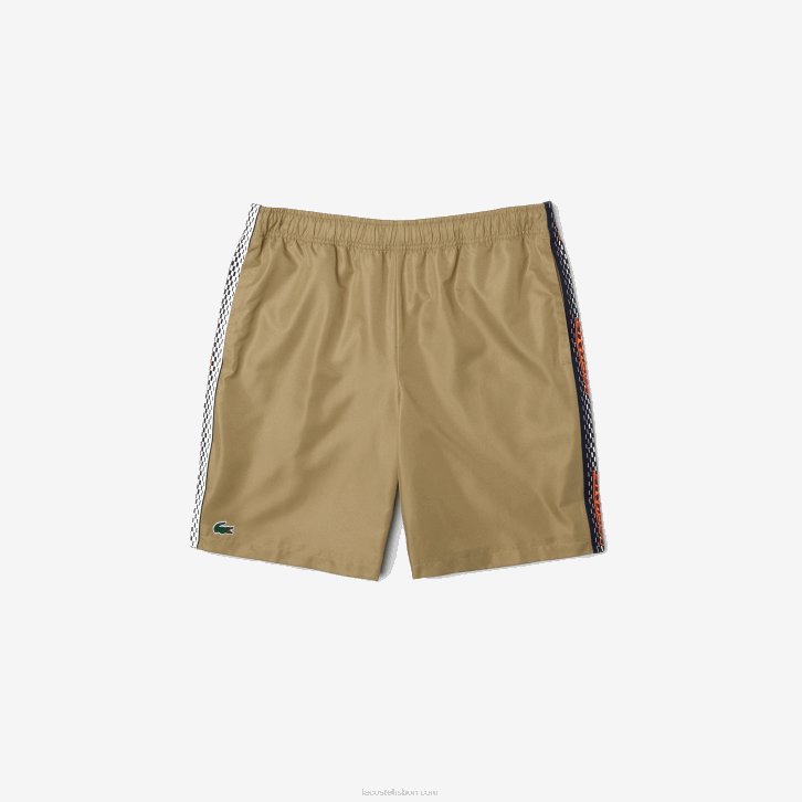 homens Lacoste bege cb8 shorts de tênis de poliéster reciclado 08D016