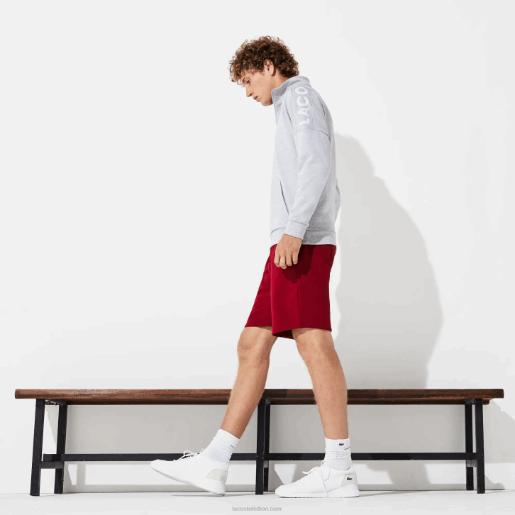 homens Lacoste bordeaux 476 shorts de lã de tênis esportivo 08D01604