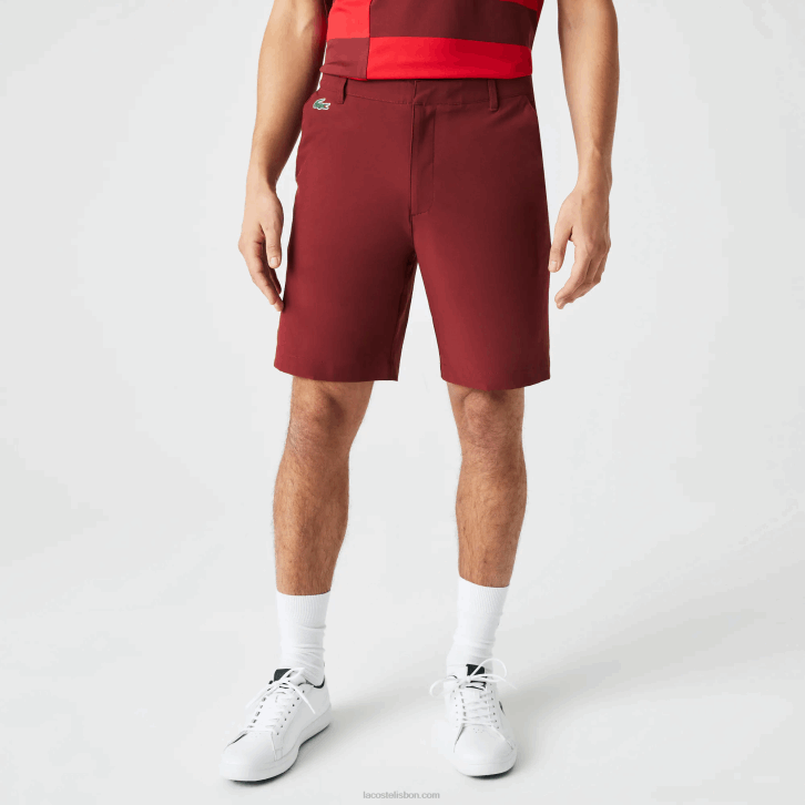 homens Lacoste bordeaux zs1 calções de golfe elásticos leves desportivos 08D0445