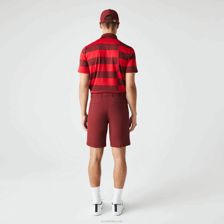 homens Lacoste bordeaux zs1 calções de golfe elásticos leves desportivos 08D0445
