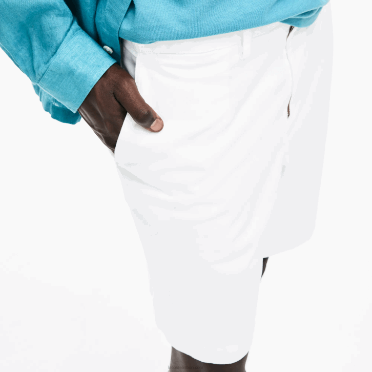 homens Lacoste branco 001 bermuda de gabardine de algodão regular fit 08D01618