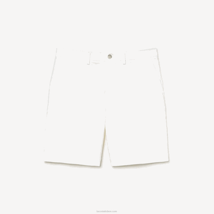 homens Lacoste branco 001 bermuda de gabardine de algodão regular fit 08D01618