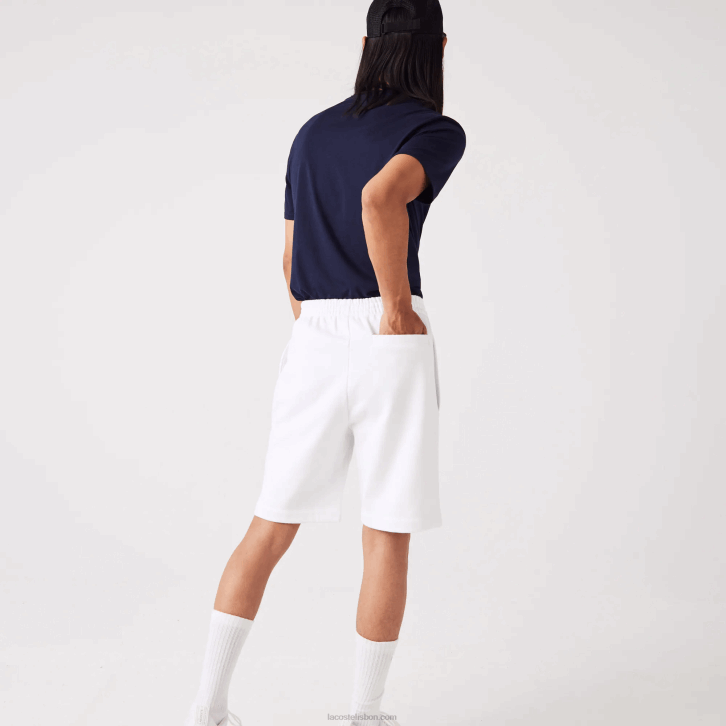 homens Lacoste branco 001 shorts de lã de algodão escovado orgânico 08D0415
