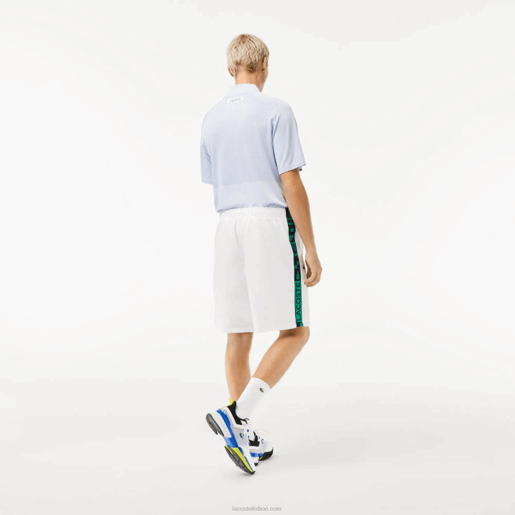 homens Lacoste branco 001 shorts de tênis esportivos de tafetá 08D01333