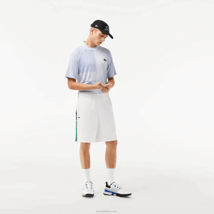 homens Lacoste branco 001 shorts de tênis esportivos de tafetá 08D01333