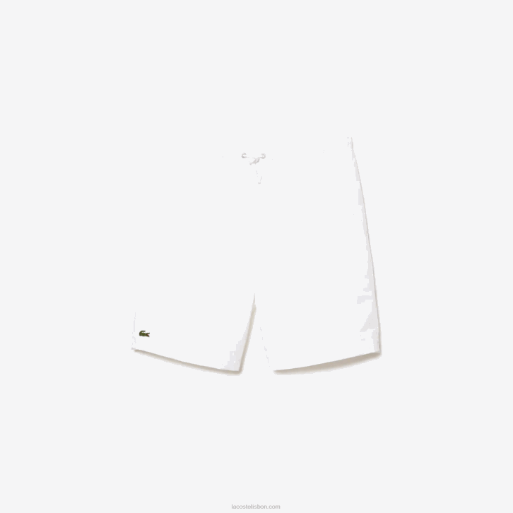 homens Lacoste branco 001 shorts esportivos de malha de diamante sólido para tênis 08D01442