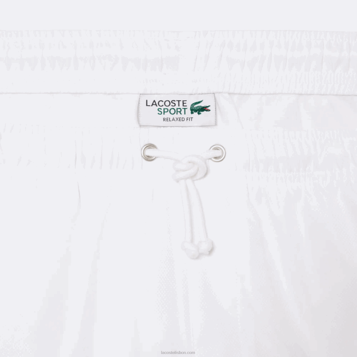 homens Lacoste branco 001 shorts esportivos de malha de diamante sólido para tênis 08D01442