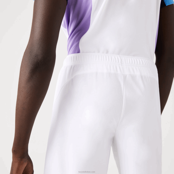 homens Lacoste branco azul marinho 522 calções de ténis desportivos de ajuste regular sem costura 08D01330