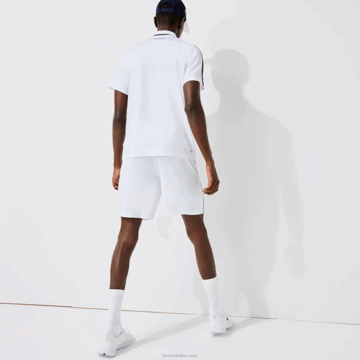 homens Lacoste branco azul marinho aj0 shorts elásticos esportivos French Open Edition leve 08D01547