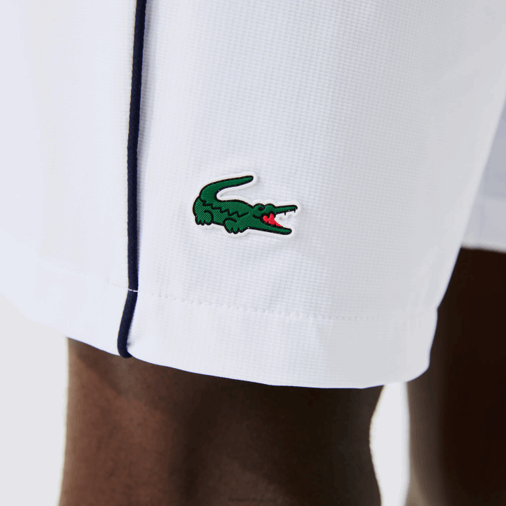 homens Lacoste branco azul marinho aj0 shorts elásticos esportivos French Open Edition leve 08D01547