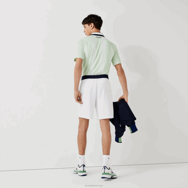 homens Lacoste branco azul marinho branco b0x short esportivo jacquard com cintura elástica contrastante 08D01563