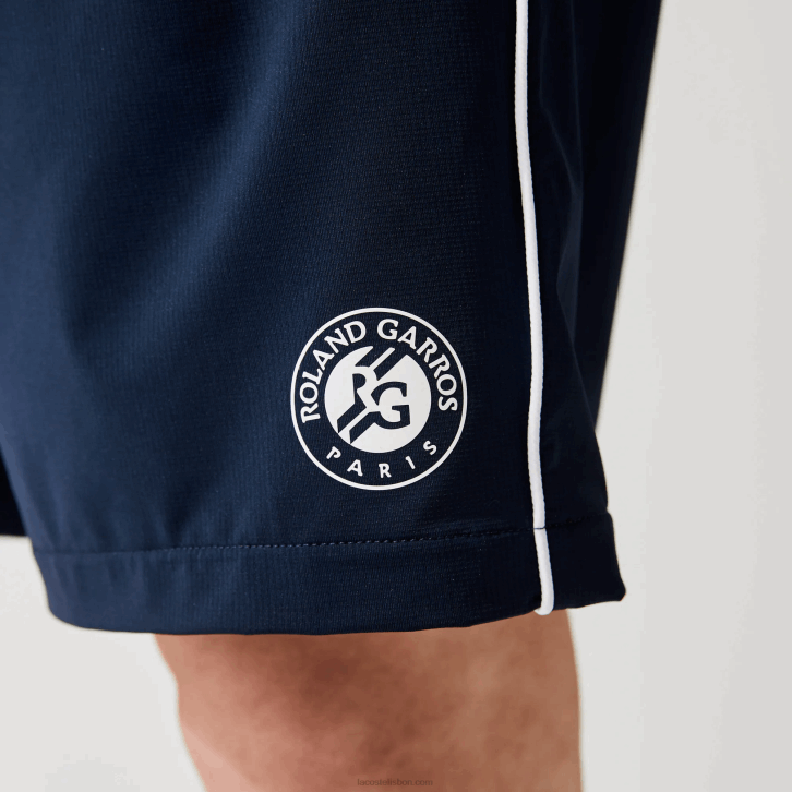 homens Lacoste branco azul marinho r20 shorts elásticos esportivos French Open Edition leve 08D01546