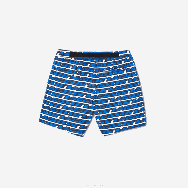 homens Lacoste branco azul qualquer calção de banho com estampa bicolor 08D0524