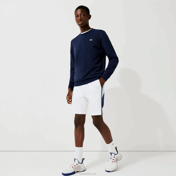homens Lacoste branco azul vl3 bermuda de lã com faixas com letras 08D01602