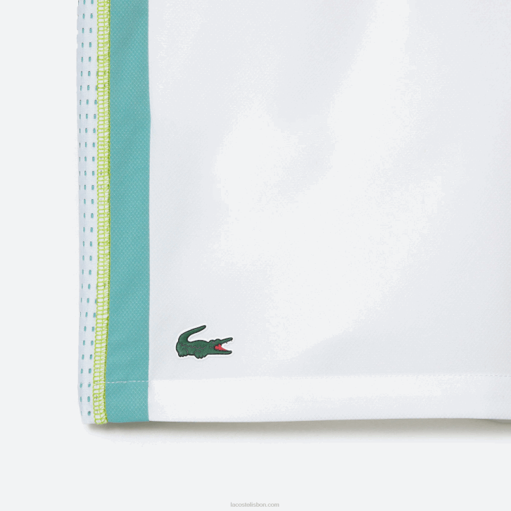 homens Lacoste branco verde amarelo bh3 shorts de tênis de poliéster reciclado 08D0427