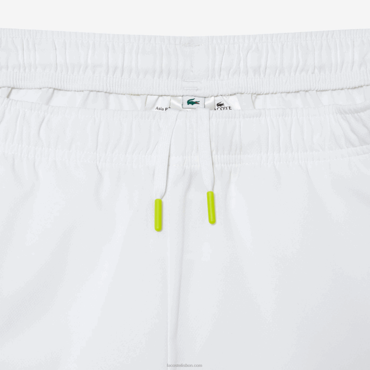 homens Lacoste branco verde amarelo bh3 shorts de tênis de poliéster reciclado 08D0427
