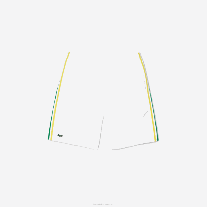 homens Lacoste branco verde amarelo branco b0t shorts leves de bandas de contraste esportivo 08D01364