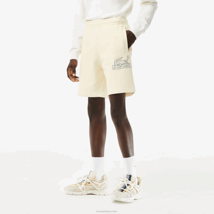 homens Lacoste branco xfj shorts de lã de algodão orgânico não escovado 08D0486
