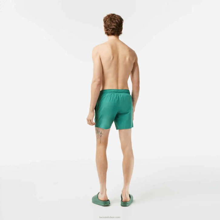 homens Lacoste caqui verde wij calções de banho leves de secagem rápida 08D0546