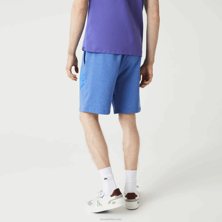 homens Lacoste chine azul hg3 Short oversized de lã de algodão orgânico com estampa de crocodilo 08D01419