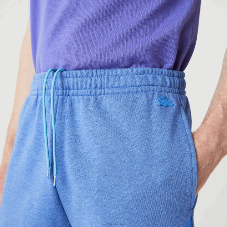 homens Lacoste chine azul hg3 Short oversized de lã de algodão orgânico com estampa de crocodilo 08D01419