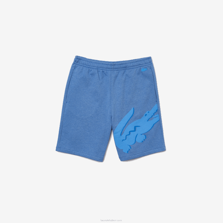 homens Lacoste chine azul hg3 Short oversized de lã de algodão orgânico com estampa de crocodilo 08D01419