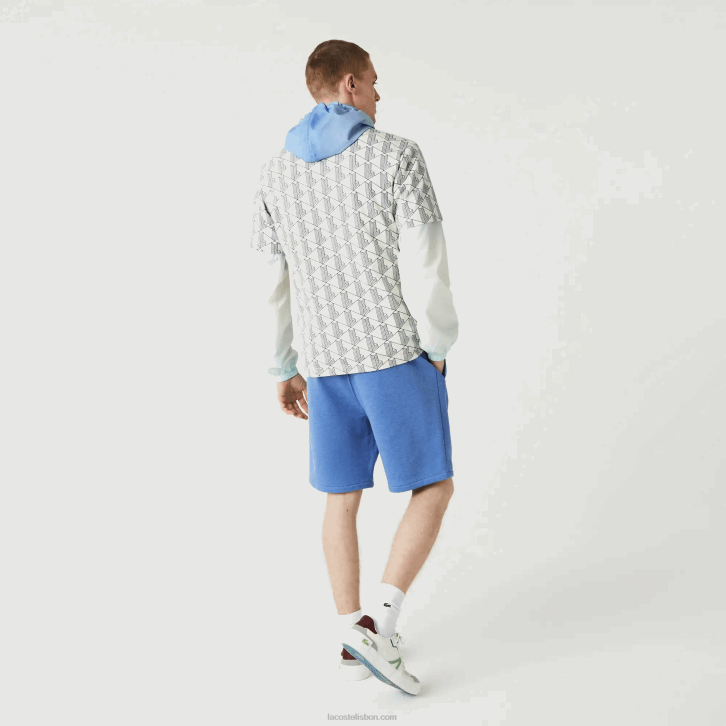 homens Lacoste chine azul hg3 shorts de lã de algodão com estampa de assinatura 08D01435