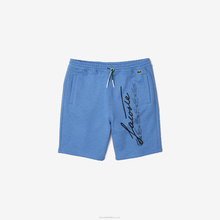 homens Lacoste chine azul hg3 shorts de lã de algodão com estampa de assinatura 08D01435
