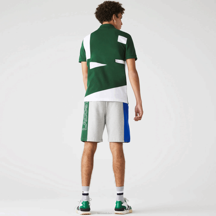 homens Lacoste chine cinza azul verde hkb shorts de mistura de lã de algodão de marca 08D01514