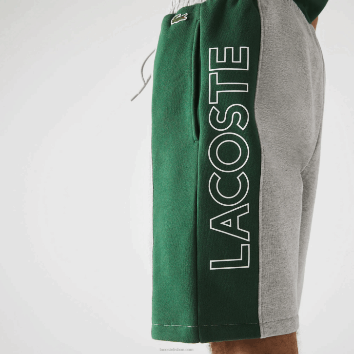 homens Lacoste chine cinza azul verde hkb shorts de mistura de lã de algodão de marca 08D01514