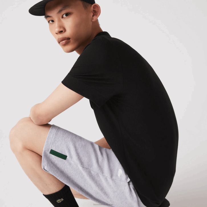 homens Lacoste chine cinza cca shorts de mistura de algodão elástico 08D01391