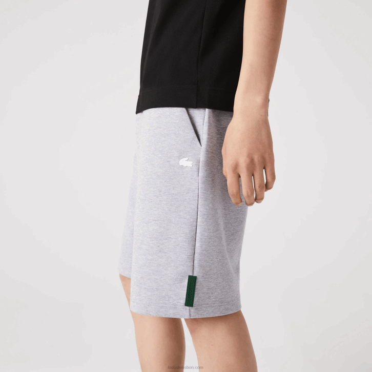 homens Lacoste chine cinza cca shorts de mistura de algodão elástico 08D01391