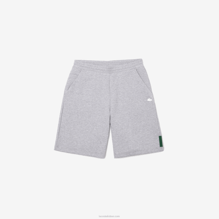 homens Lacoste chine cinza cca shorts de mistura de algodão elástico 08D01391