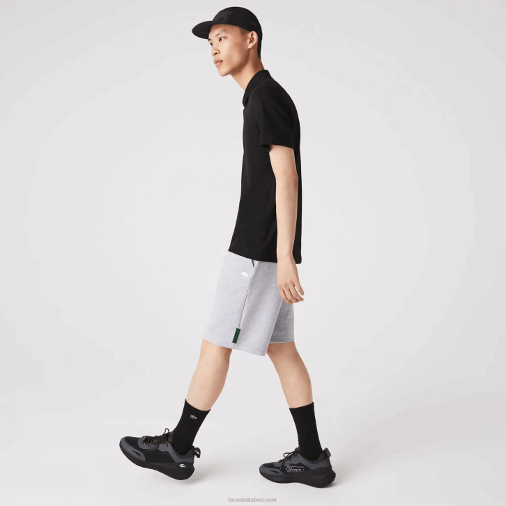 homens Lacoste chine cinza cca shorts de mistura de algodão elástico 08D01391