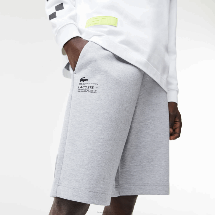 homens Lacoste chine cinza cca shorts estampados refletivos 08D01355