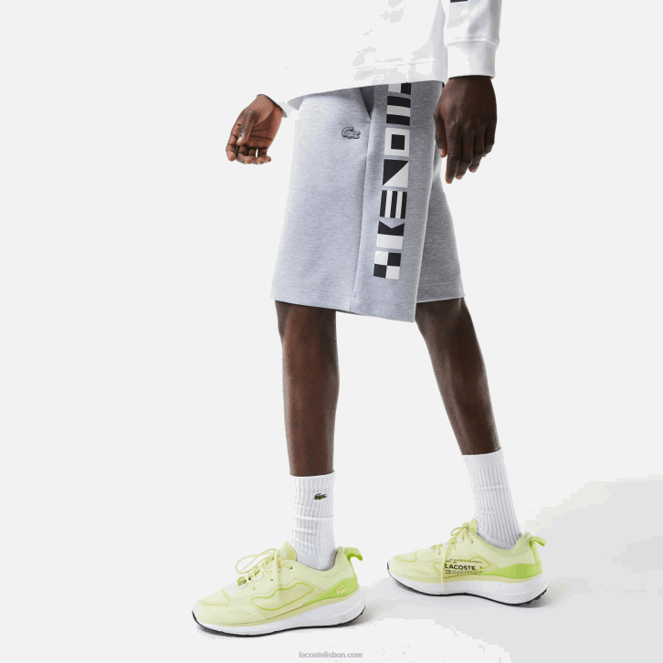 homens Lacoste chine cinza cca shorts estampados refletivos 08D01355