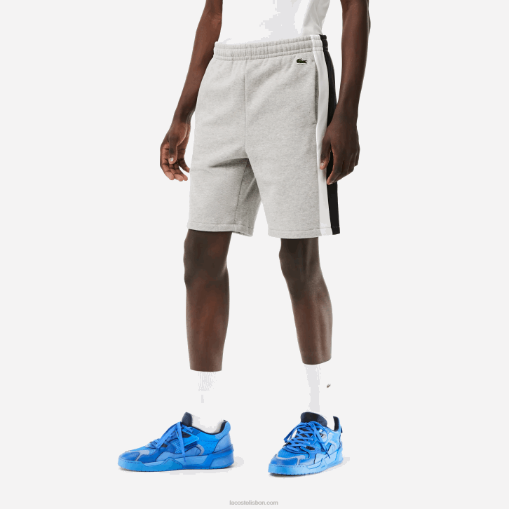 homens Lacoste chine cinza preto branco sj1 shorts colorblock de lã escovada 08D0455