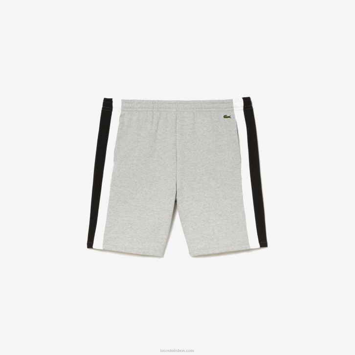 homens Lacoste chine cinza preto branco sj1 shorts colorblock de lã escovada 08D0455
