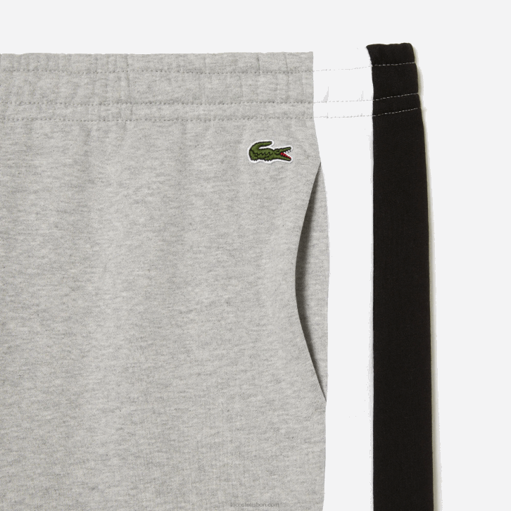 homens Lacoste chine cinza preto branco sj1 shorts colorblock de lã escovada 08D0455