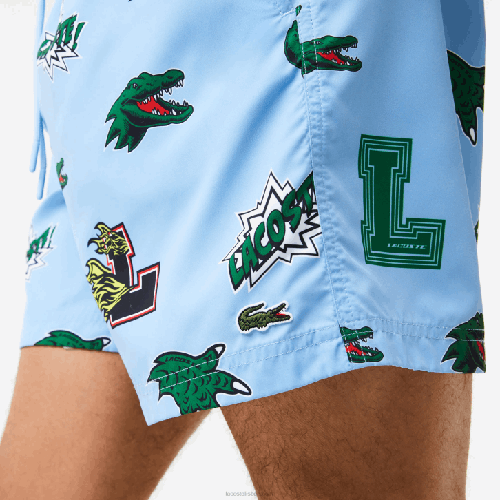 homens Lacoste eep branco azul calções de banho forrados em malha 08D01669