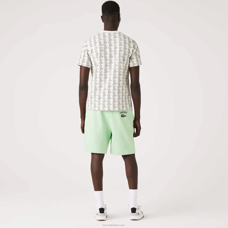 homens Lacoste hee verde short de lã de algodão com estampa live Heritage 08D01585