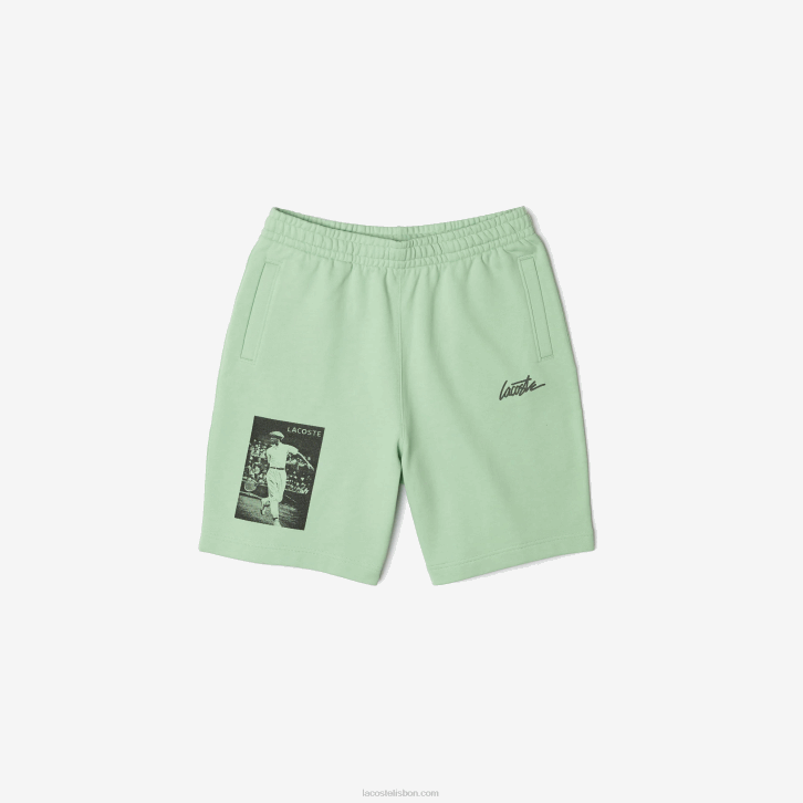 homens Lacoste hee verde short de lã de algodão com estampa live Heritage 08D01585