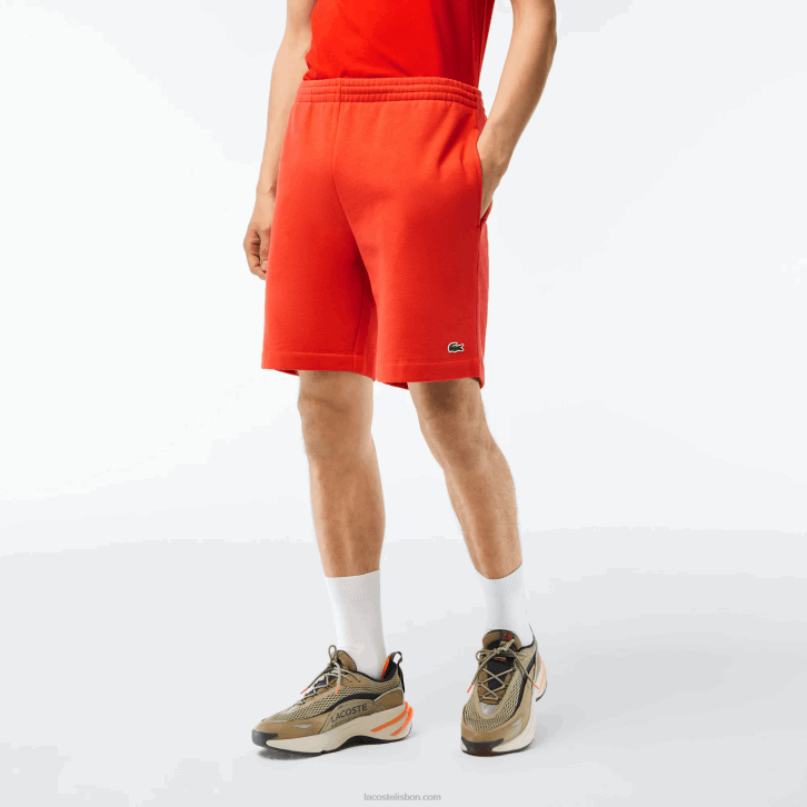 homens Lacoste laranja 02k shorts de lã de algodão escovado orgânico 08D0453