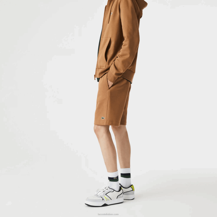 homens Lacoste marrom z0w shorts de lã de algodão escovado orgânico 08D01397