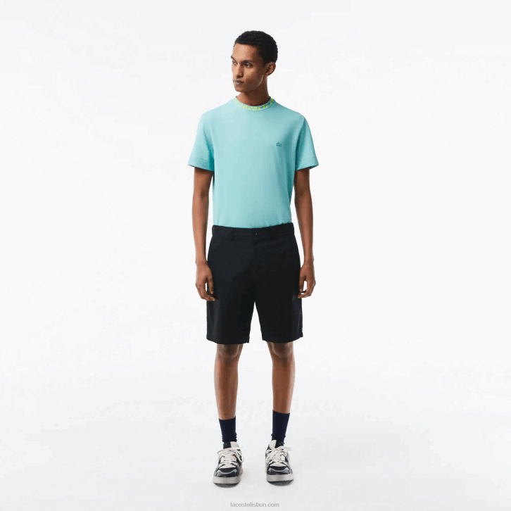 homens Lacoste preto 031 bermudas de algodão orgânico elástico regular fit 08D0435