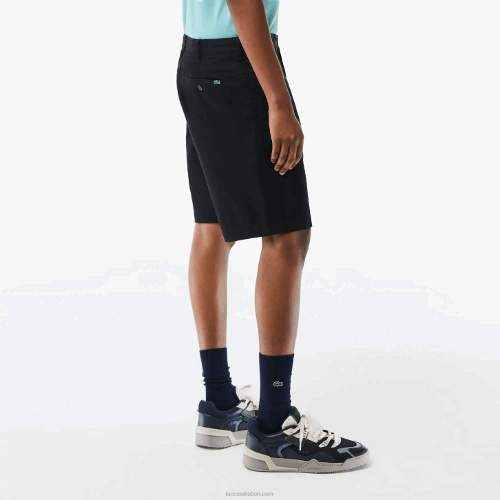 homens Lacoste preto 031 bermudas de algodão orgânico elástico regular fit 08D0435